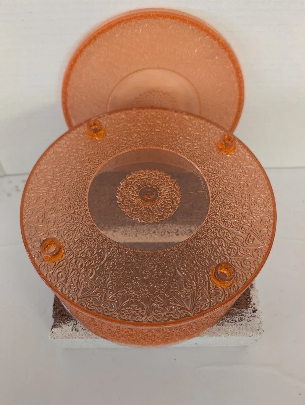 Vintage Storage Container For Curlers Plastic Orange Retro Mid-Century Modern